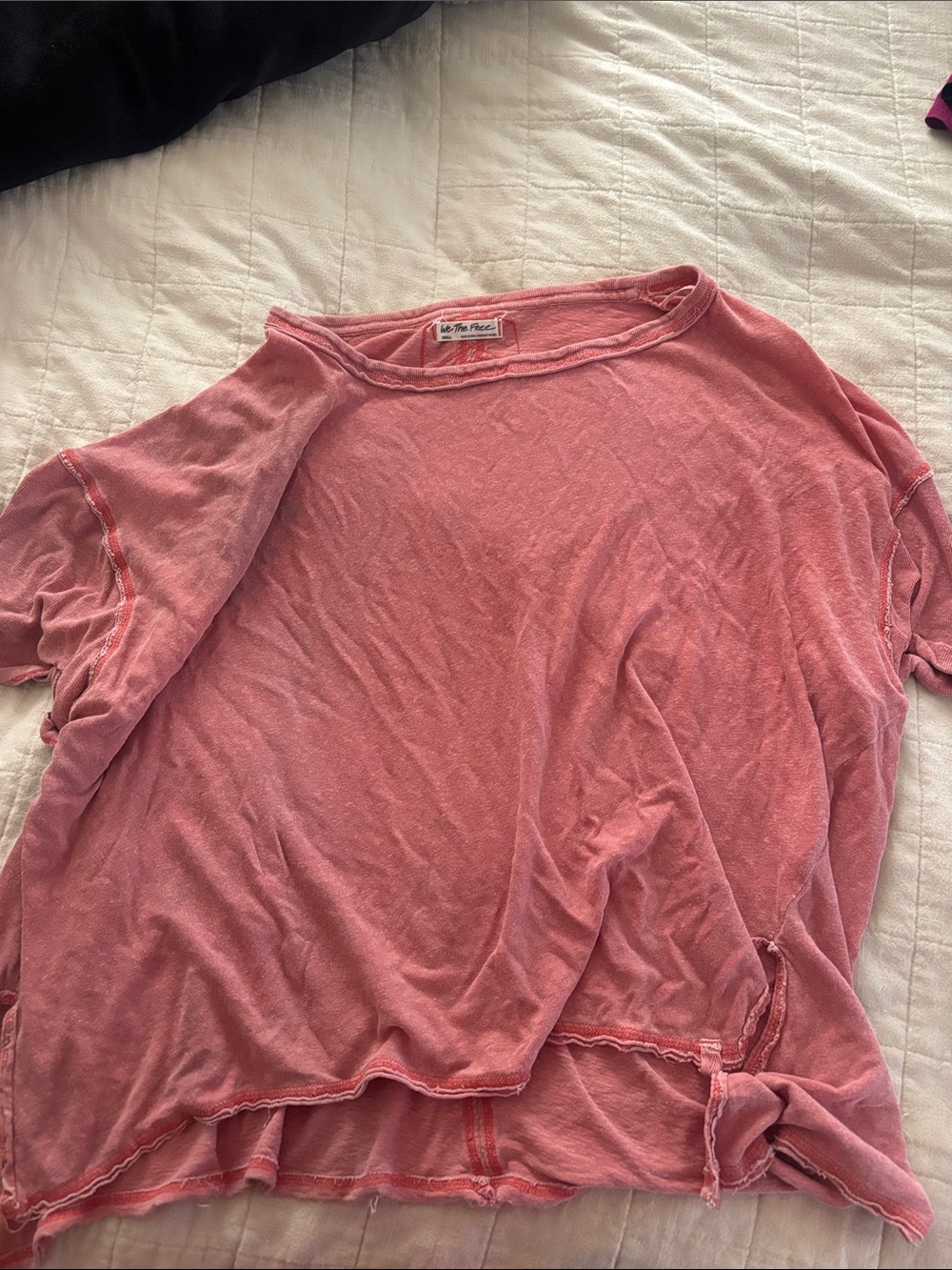 Free People Washed Rose Short Sleeve Boxy Tee